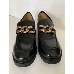 Black Y2K Lug Sole Macneuu Gold Chain Loafers Sz 8-9? See Photos